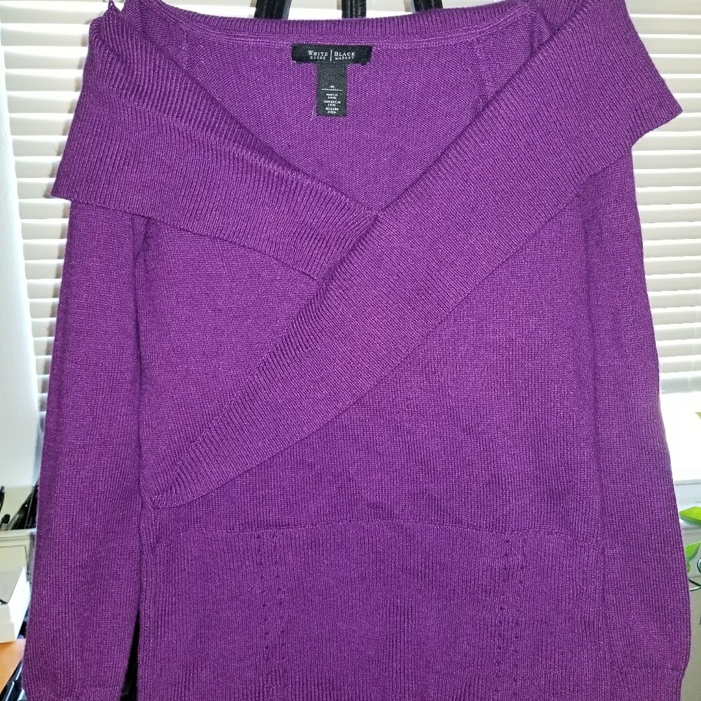 Off shoulder purple sweater